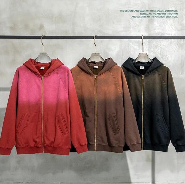 

men's hoodies & sweatshirts gradient fleece zipper sweatshirt, Black