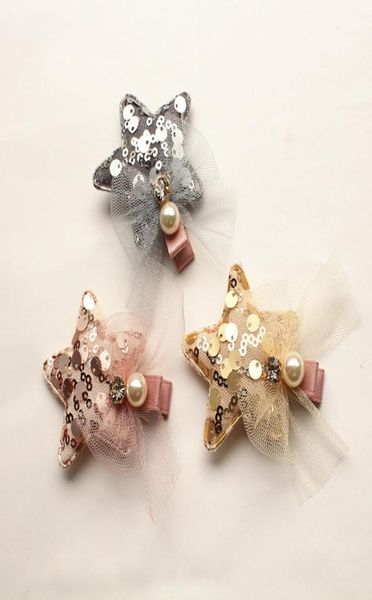 

2017 new 12pcslot modish sequins girls glitter heart shape felt stars hair clips with gabarrettes lovely crystal animal children 7899347, Slivery;white