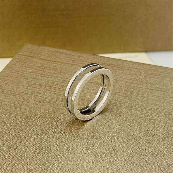 

classic rings ring women mens hollow rings letter b woman men titanium steel designer women luxury gifts woman girl rose gold not fade jewle, Silver