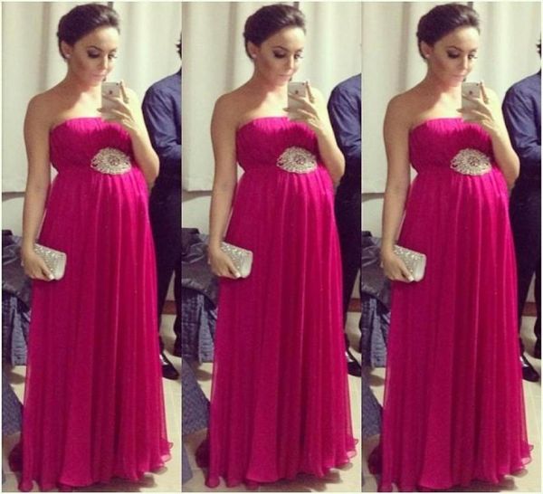 

fuchsia empire pregnant prom dresses strapless sleeveless pleated maternity women evening formal dress red carpet celebri1849820, Black