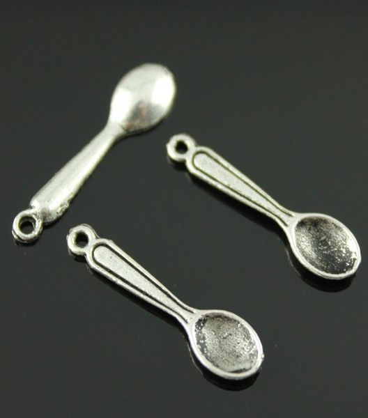 

200pcslot 24mm antique silver color zinc alloy tiny spoon charm diy for handmade8908848, Bronze;silver