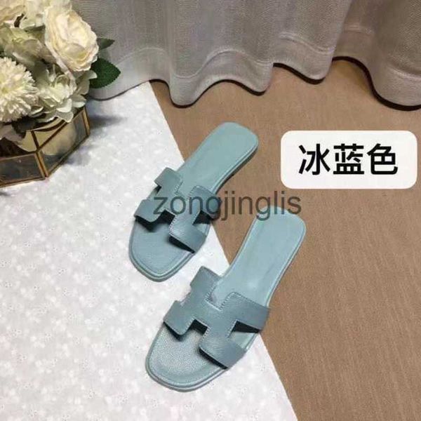 

slipper summer women's her 2023 shoes oran slippers designer bear baida sandal color matching leather flat sandals for tourism litchi p