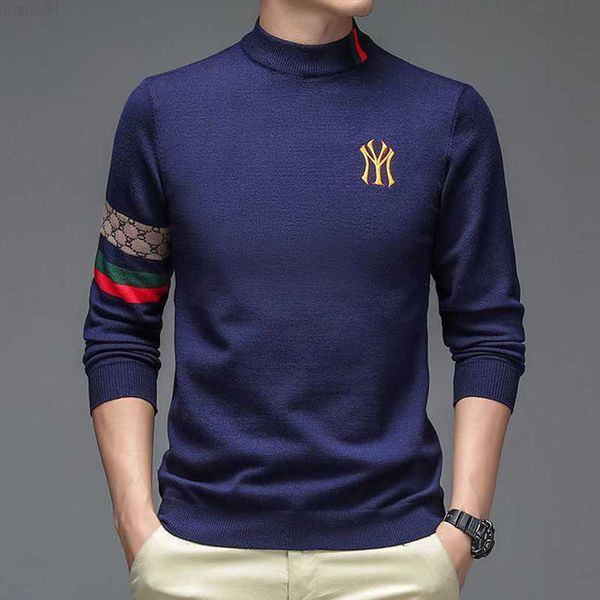 

men's sweaters luxury designer brand embroidery sweater knitted men's o neck and half collar warm pullover autumn and winter casua, White;black