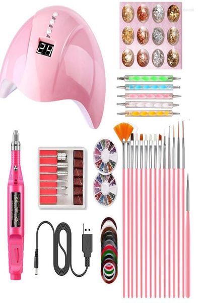 

nail art kits professional acrylic for beginners uv lamp and drill drying poly manicure full set nails accessories gel tools kit3539537