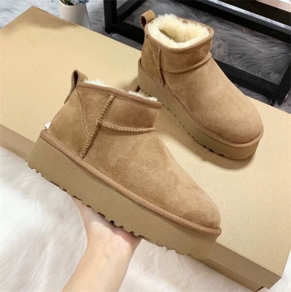 

women ultra mini snow boots slipper winter new popular ankle sheepskin fur plush keep warm boots beautiful gifts, Black