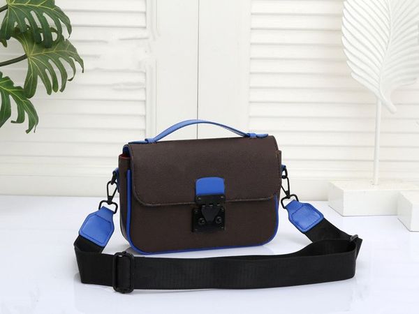 

designer messenger men's handbag s lock sling bags canvas leather classic letter patchwork color handbags magnetic hasp adjustable shou