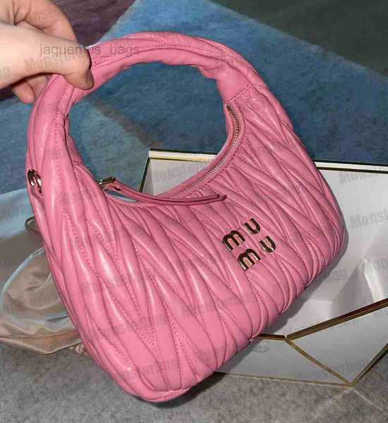 

miu wander matelasse nappa leather hobo bag moon bags mini shoulder luxury lady women handbag soft pleated small baby pink party tote