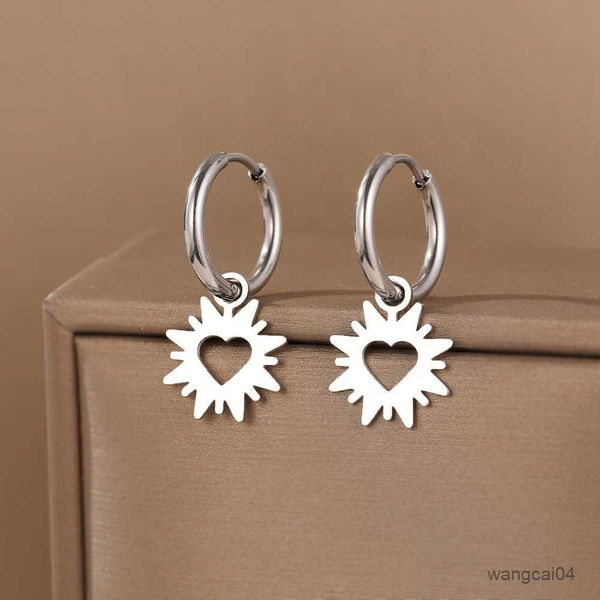 

charm stainless steel earrings trend sun totem heart pendants charms fashion hoop earrings for women jewelry party lady gifts r230719, Golden
