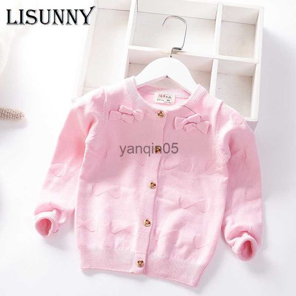 

pullover 20 girls knitted cardigan children's sweater 2023 new western style sweater bow solid single breasted baby girl clothes kid co, Blue
