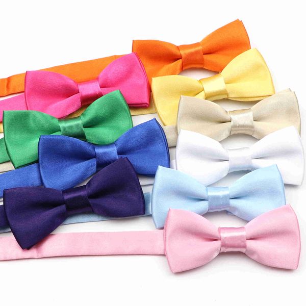 

bolo ties new light candy color kids bow tie pink beige blue satin child pet small butterfly wedding party dinner cravat accessory gift hkd2, Red