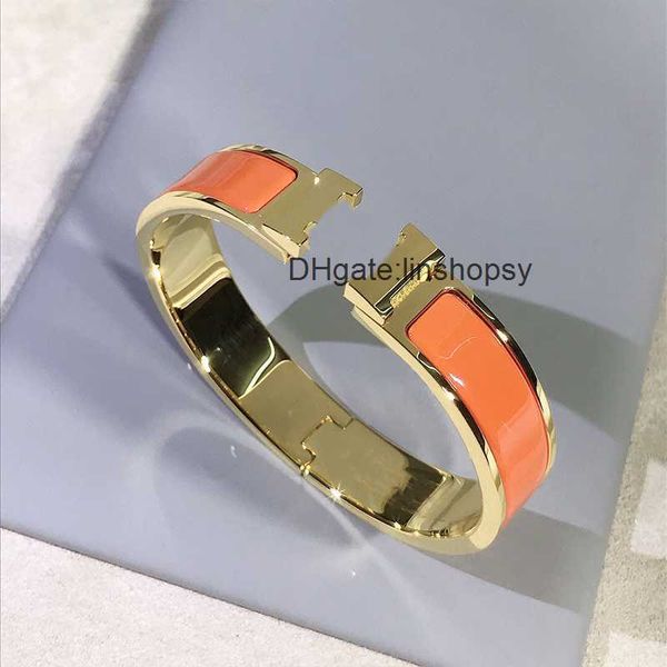 

aher mas designer luxury brand enamel bracelet designer h bracelet size #17 gold bangle for men enamel women cuff lover's 12mm wide wit, Black