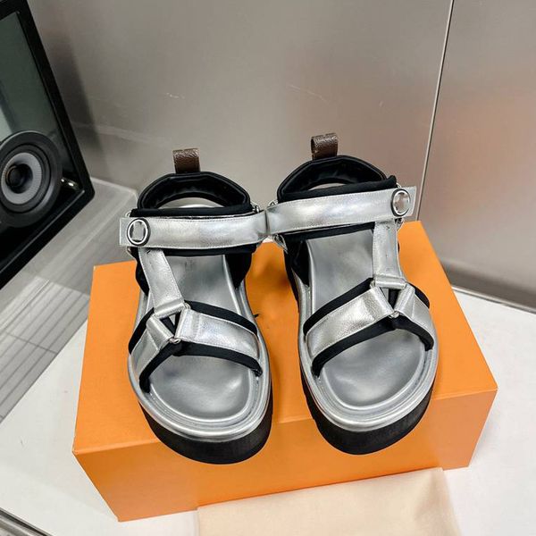 

summer women aalf leather shoes luis sandals quilted platform flats low heels buckle cuttonity sandals slipper ankle strap beach sneakers gh, Black