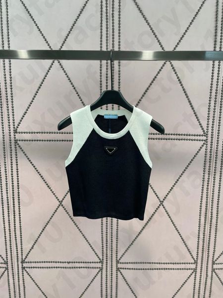 

summer women's triangle pattern fashion women's knit sleeveless for women fashion casual sweater, Gray;blue
