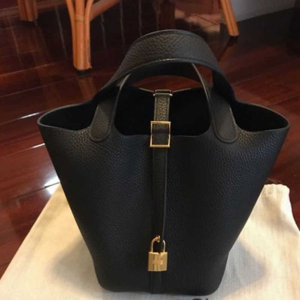

luxury picotin lock bag vegetable basket bag women's new fashion soft pu litchi bucket korean mother handbag k9ek