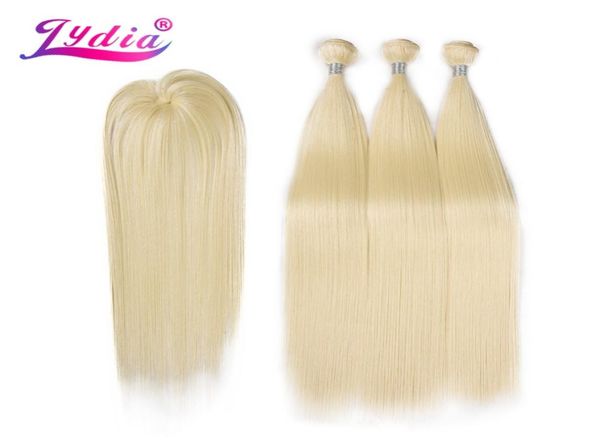 

lydia synthetic yaki straight hair weave with double weft 613 blonde hair bundles 16inch20inch 4pcspack with closure q11287460564, Black