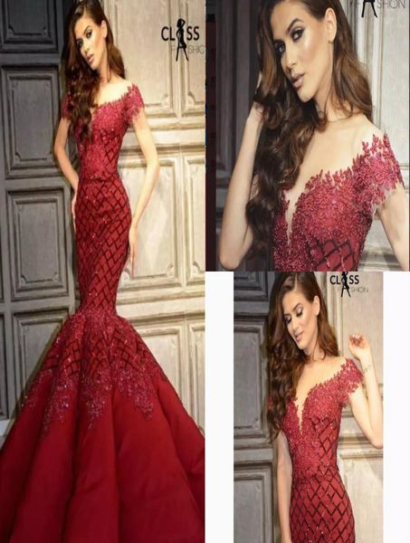

yousef aljasmi mermaid evening dresses off shoulder lace applique sequins beaded luxury formal dress party evening wear prom gown6706233, Black;red