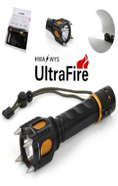 

led flashlight t6 tactical flashlight with hammer head alarm powerful camping torch lamp rechargeable 18650 battery car charger3010222