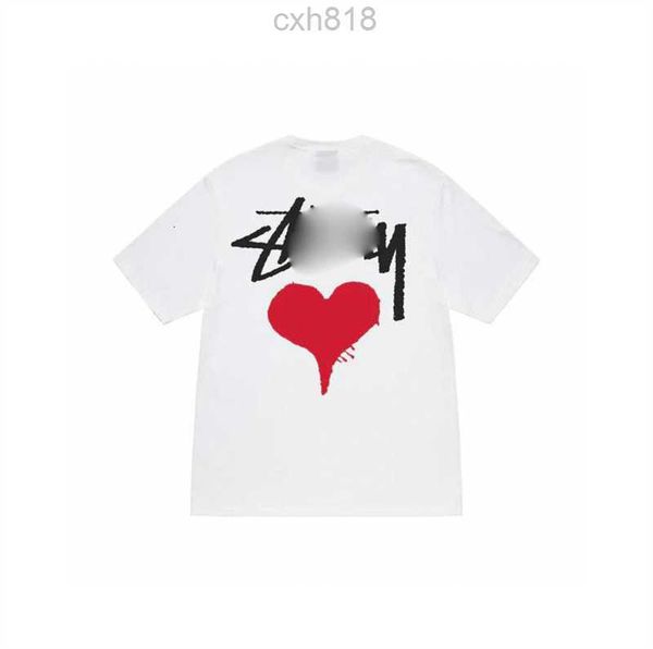 

summer trend designer tshirt red heart printed heavyweight short sleeved loose fitting pure cotton t-shirt for both men and womendesigner t-, White;black