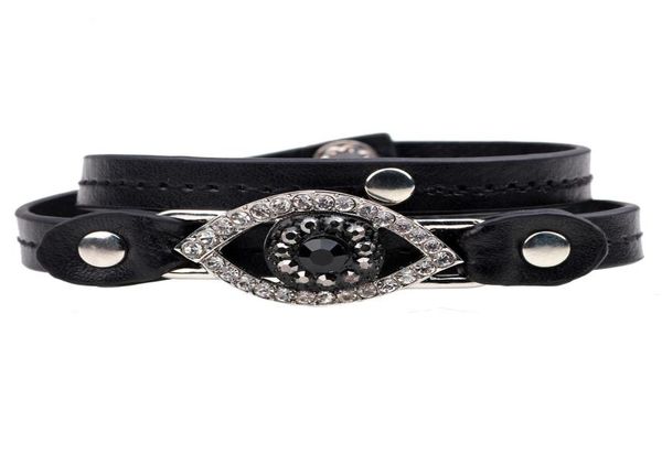

pretty punk bracelet men vintage evil eye faux black leather weave bracelets jewelry for gift multilayer infinity bracelet2974823, Golden;silver
