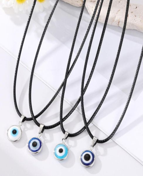 

fashion colors 10mm evil eyes pendant necklaceturkish eye pu chains necklaces clavicel chains for women jewelry2383983, Silver