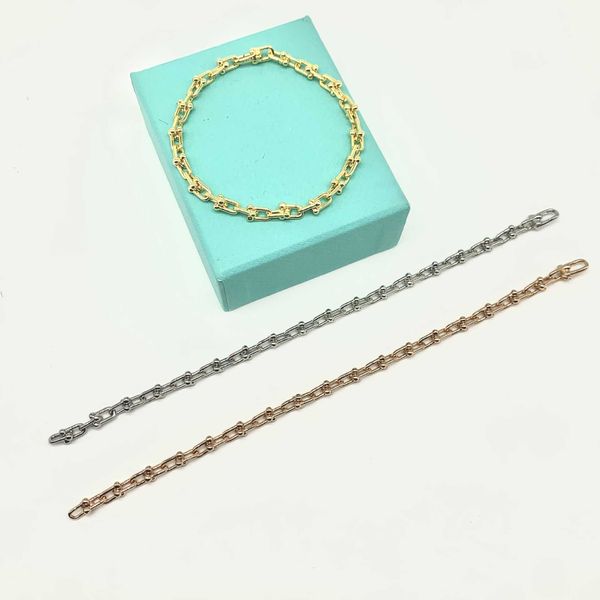 

high version tiffay hardwear series u-shaped horseshoe buckle bracelet with high-quality trendy and fashionable s925 sterling silver with lo, Black