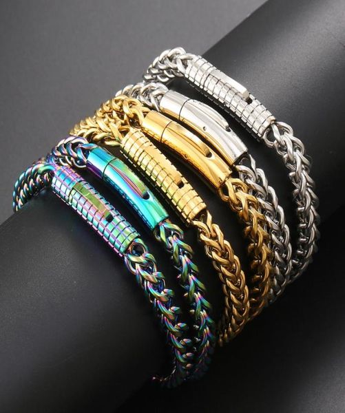 

6mm hip hop 316l stainless steel chain bracelets titanium steel men039s colorful bangle jewelry4206361, Black
