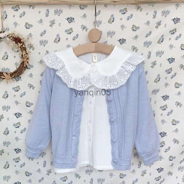 

pullover children's baby cardigan sweater girls long sleeve coat autumn baby girls flower knitted princess sweater baby girl clothing h, Blue