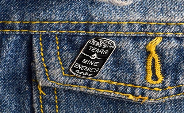 

miss zoe tears of mine enemies black cans enamel icons pins badge button pin for lapel denim pu jacket punk dark brooches gift6515283, Gray