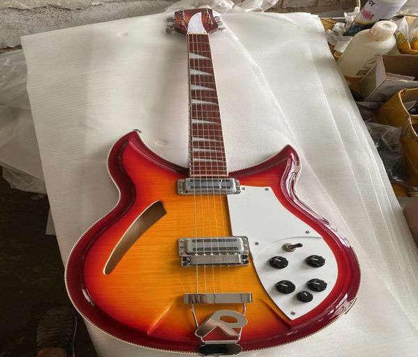 

6 string electric guitar semi hollow body double flame maple delivery4548040