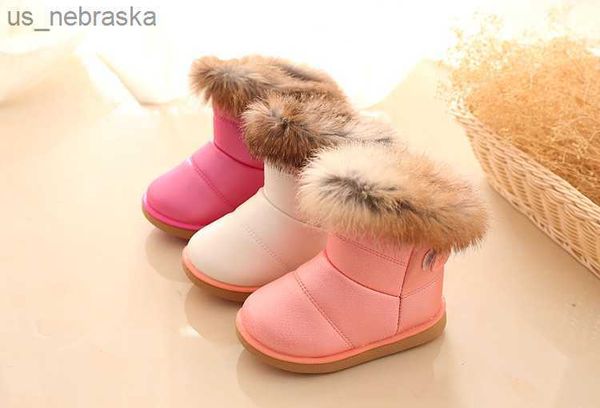 

winter fur baby girls boots rabbit fur warm plush autumn shoes kids warm cotton boots l230518, Black;grey