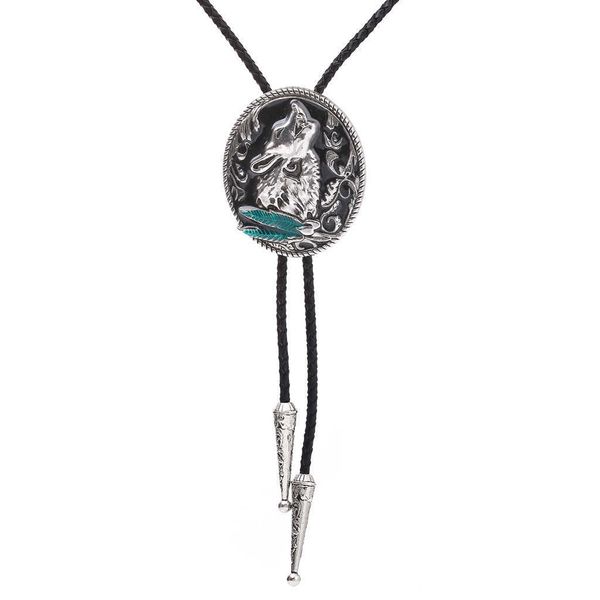 

bolo ties new american western cowboy wolf head bolo tie summer shirt bolo tie clip hkd230719, Red