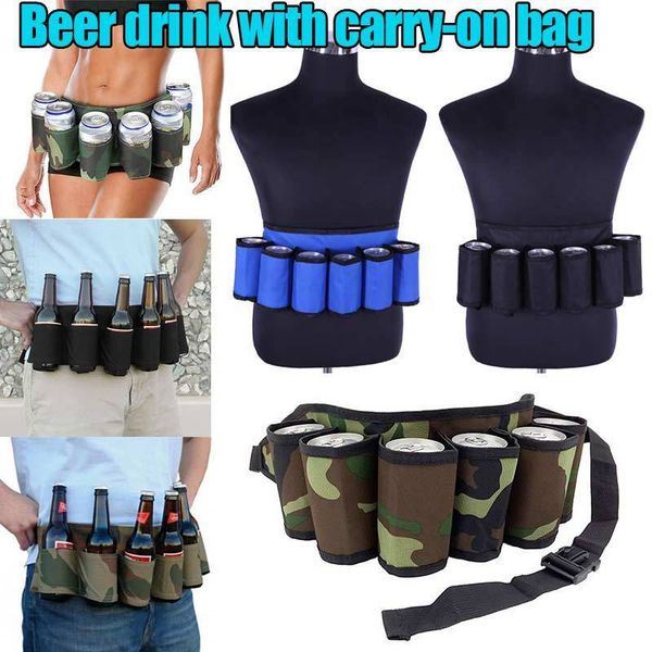 

neck ties portable 6 pack beer wine bottle beverage soda can holster drink waist bag party holder belt climbing camping hiking 230718, Blue;purple