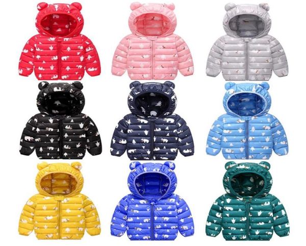 

kids down hoodies coats cotton padded bear toddler boys jackets designer girls snow coat warm children outwear winter kids clothin9279753, Blue;gray