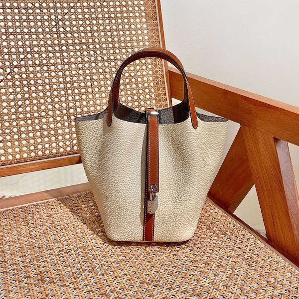 

luxury picotin lock bag new vegetable basket women's genuine leather bucket high grade handbag colored bridal wedding kxw8