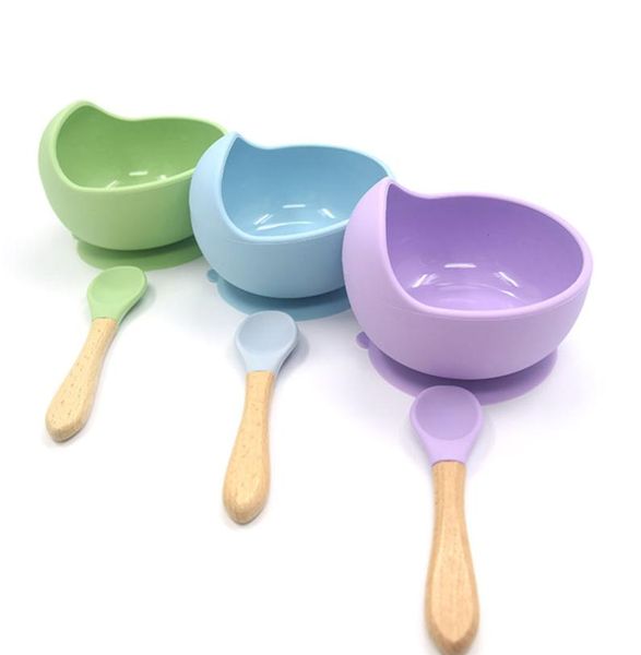 

baby silicone tableware strong sucker waterproog bowl spoon set children suction bowl baby food bowl baby feeding tableware4546446