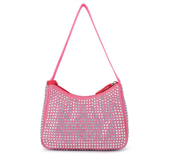 

designer bags korean letters shoulder bag shiny diamond studded handbag fashionable underarm bag velvet handbag casual and versatile bag who