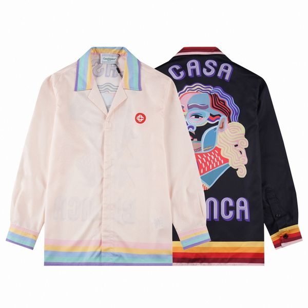 

designers mens dress shirts blanca fashion long sleeve casablanc summer casual printed shirt homme male slim fit short sleeve shirts casabla, White;black