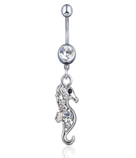 

d0282 2 colors the seahorse style belly button navel rings with mix1834010, Silver