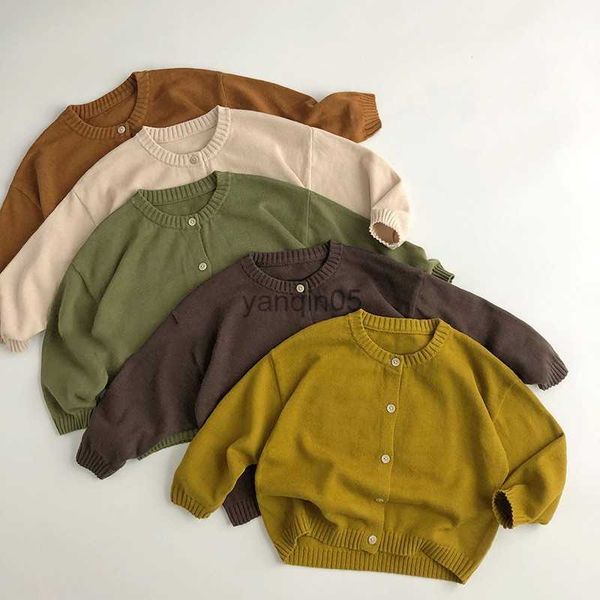 

pullover spring autumn children knitting cardigan solid sweater boy kid cardigan long sleeve fashion coat girl baby cotton jackets hkd23071, Blue