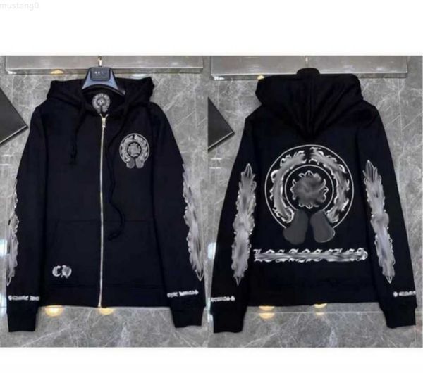 

designer mens hoodies designer chrome winter sweatshirts heart hoodie ch long sleeve jacket loose coat hooded hoody men woman hip hop chrome, Black