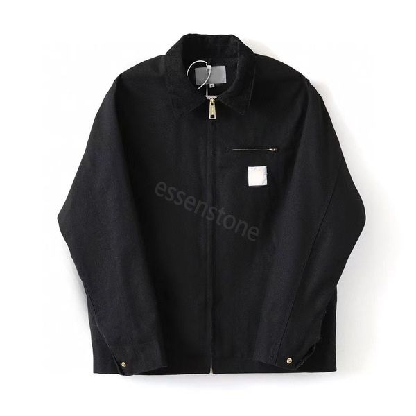 

2023 men's jackets work clothes fashion brand carhart canvas washable wax dyed detroit jacket coat 3color american style workwear label, Black
