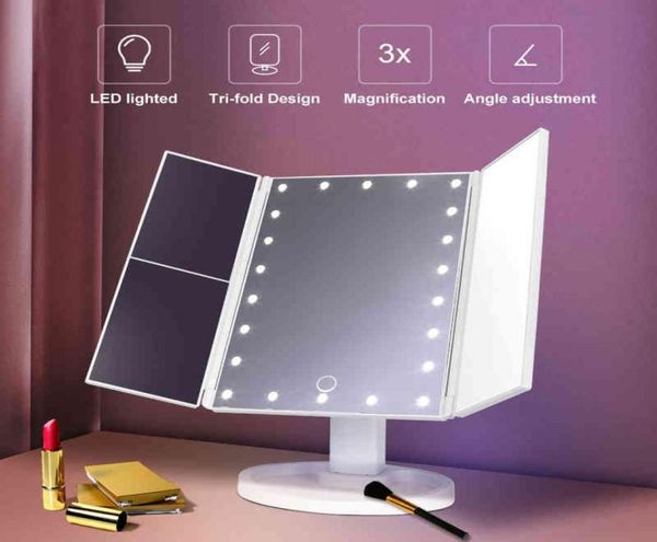 

makeup with lights 1x 2x 3x magnification lighted vanity touch control trifold dual power beauty mirrors portable7335927