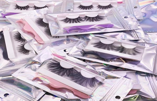 

thick 10sets 3d mink lashes 25mm set fluffy whole handmade lash with pink applicator packaging box tweezers bulk 28mm1581070