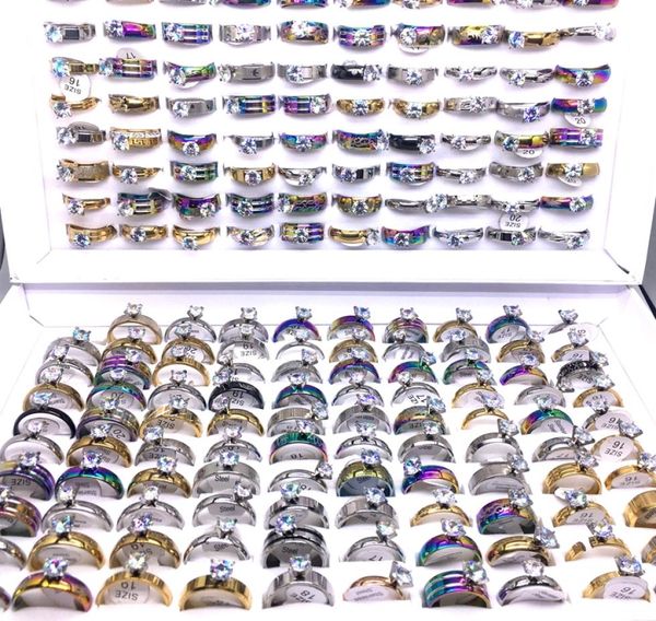 

whole 100pcs women039s fashion rings zircon rhinestone romantic wedding band jewelry7749748, Silver