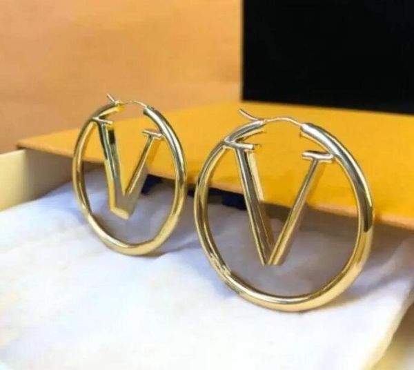 

lvssletter earring designer stud fashion gold hoop earrings for lady women party wedding lovers gift engagement jewelry with box j7898704, Golden;silver