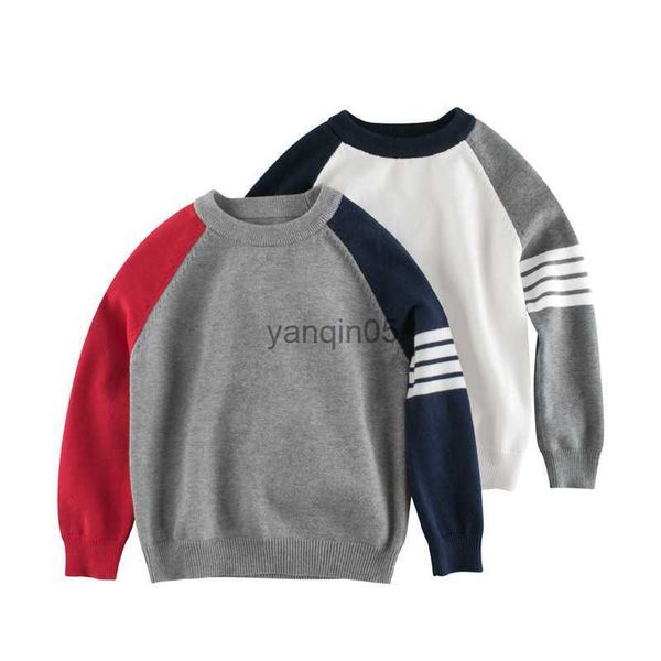 

pullover 2023 spring winter children's sweater for boys girls clothes 100% cotton patchwork kids knitwear casual sport sweaters hkd2307, Blue