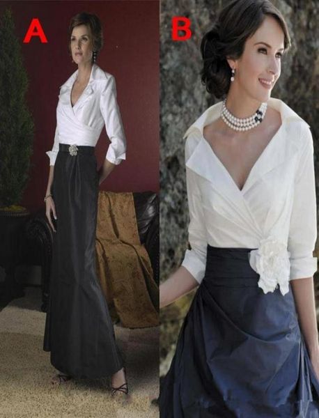 

vintage white shirt black skirt mother of the bride dresses long sleeves custom elegant formal party dress evening gown mother031480086, Black;red