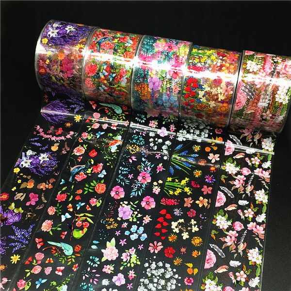 

stickers decals 100m/roll flower nail foil for nail transfer paper sticker marble flower craft set snowflake packaging diy nail decoration 2, Black