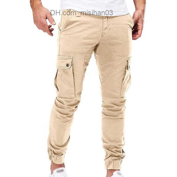 

men's pants mens pants autumn winter casual loose trouser cargo slim fit fashion combat zipper bottom army male pants1 z230719, Black