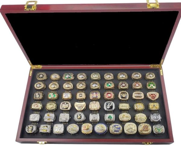 

55pcs 1967 to 2021 basketball team s ship ring set with wooden box souvenir men women boy fan christmas gift hip h7200170, Golden;silver